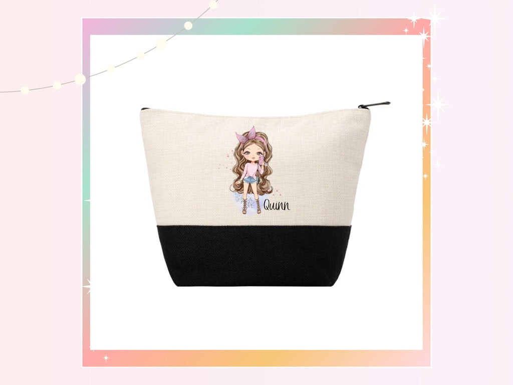 Personalised Pink Fashion Girl Make Up Bag