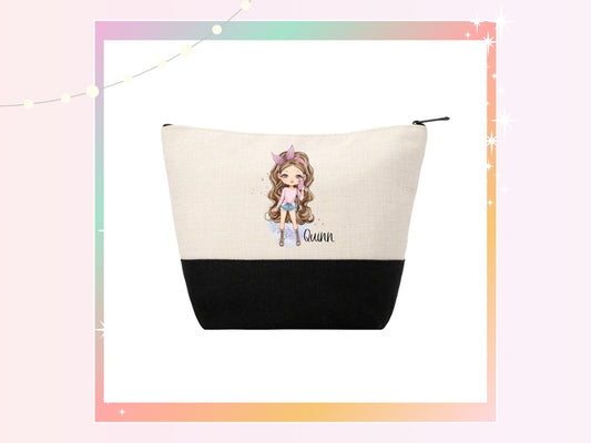 Personalised Pink Fashion Girl Make Up Bag