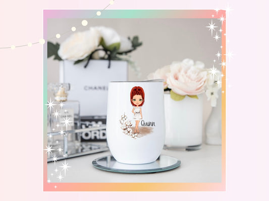 Personalised Boho Fashion Girl Wine Tumbler