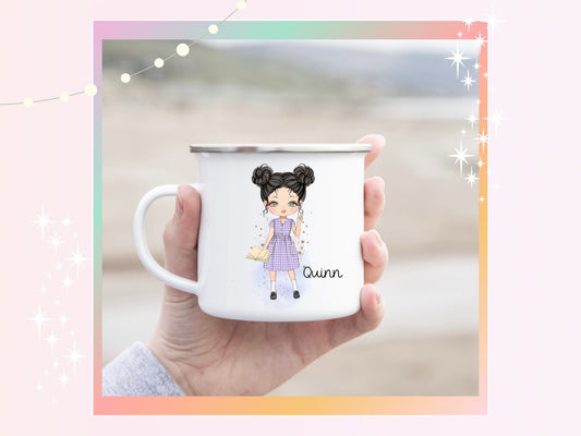 Personalised Purple School Girl Enamel Mug