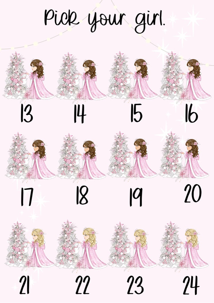 Personalised Pink Snow Christmas Girl Christmas Treat Tin