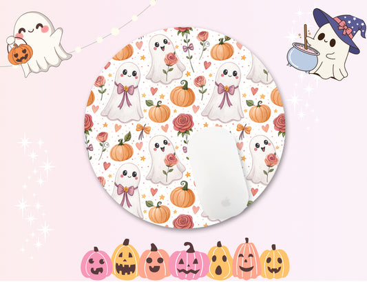 Ghost & Pumpkins Spooky Halloween Mouse Pad – Witchy Desk Mat for Office or Gaming