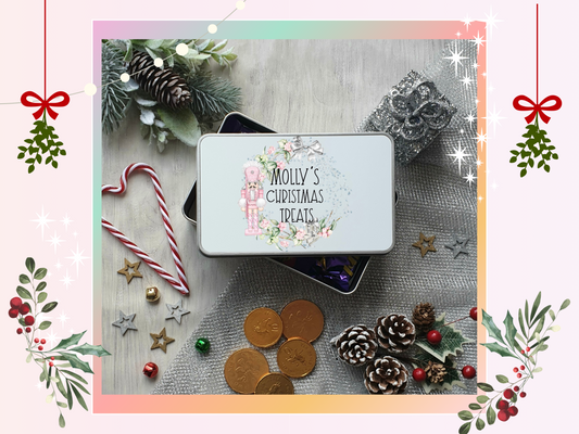 Personalised Pink Nutcracker Christmas Treat Tin