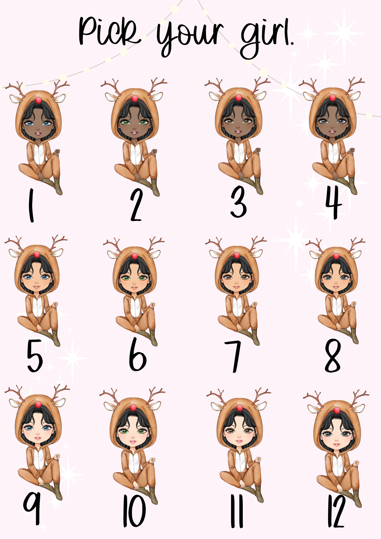 Personalised Reindeer Onesies Christmas Girl Christmas Treat Tin