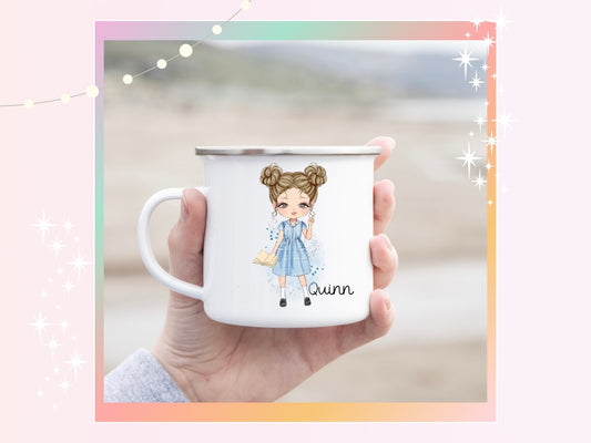 Personalised Blue School Girl Enamel Mug
