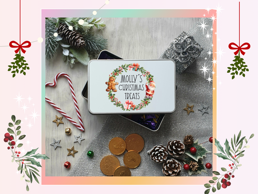 Personalised Gingerbread man Christmas Treat Tin