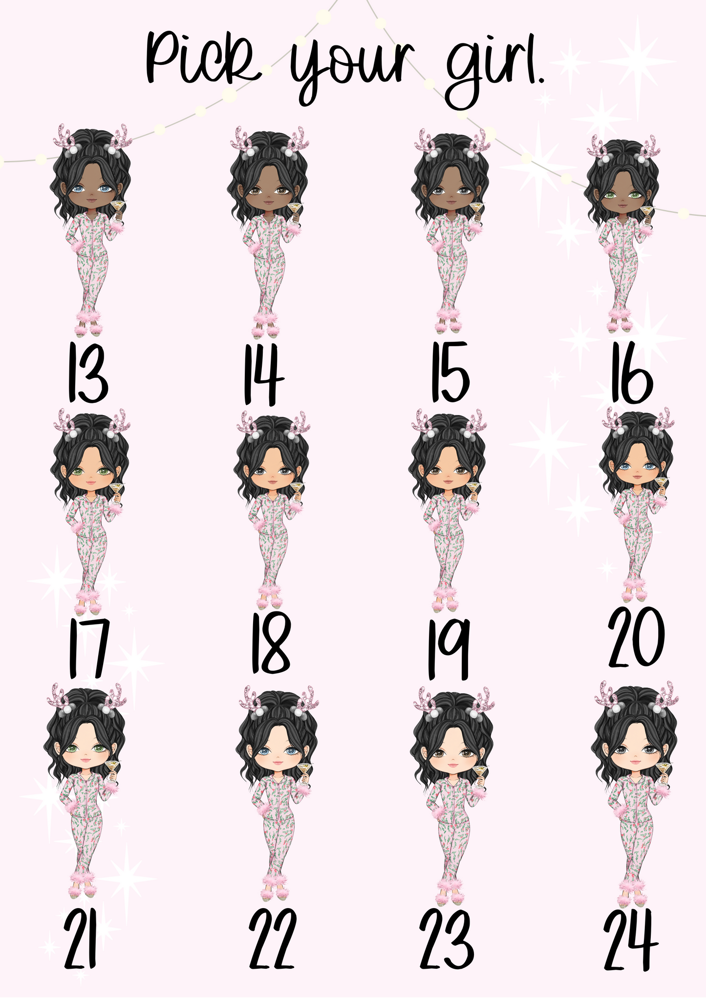Personalised Pink Christmas Pjs Girl Christmas Treat Tin