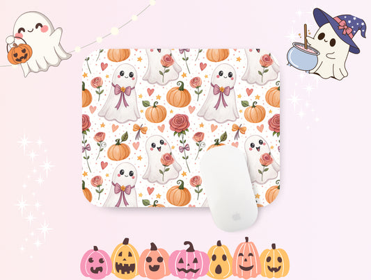 Ghost & Pumpkins Spooky Halloween Mouse Pad – Witchy Desk Mat for Office or Gaming