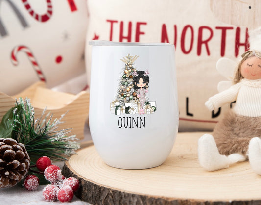 Personalised Pink Christmas Pjs Girl Christmas Tumbler – Custom Holiday Travel Cup, Festive Gift for Her (Copy)
