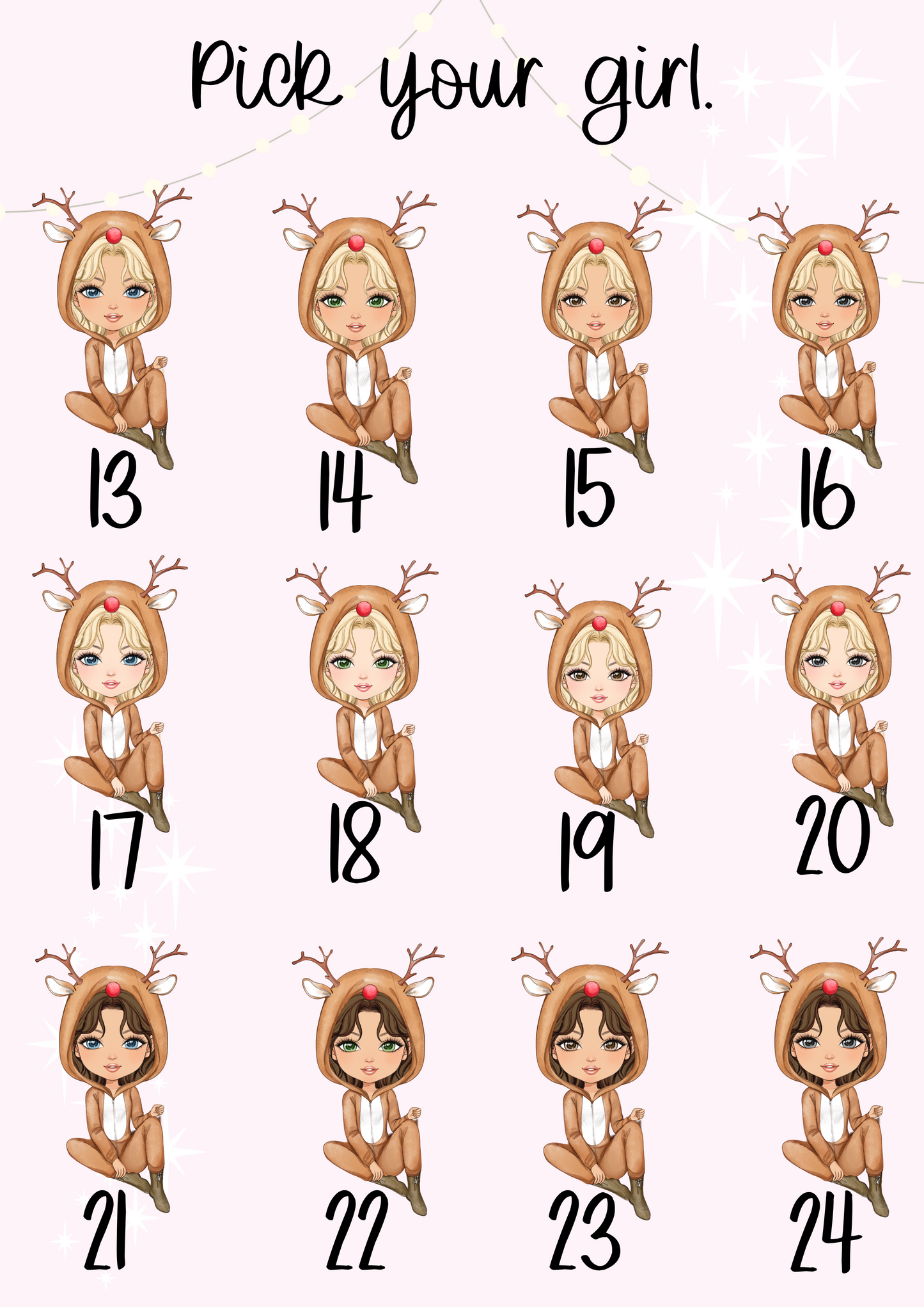 Personalised Reindeer Onesies Christmas Girl Christmas Treat Tin