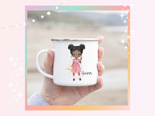 Personalised Red School Girl Enamel Mug