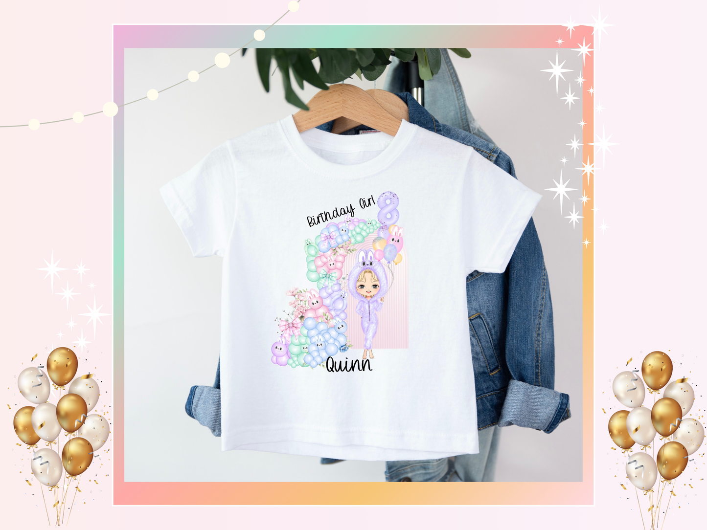 Personalised lilac Monster Onesies Birthday Girl Kids T-Shirt