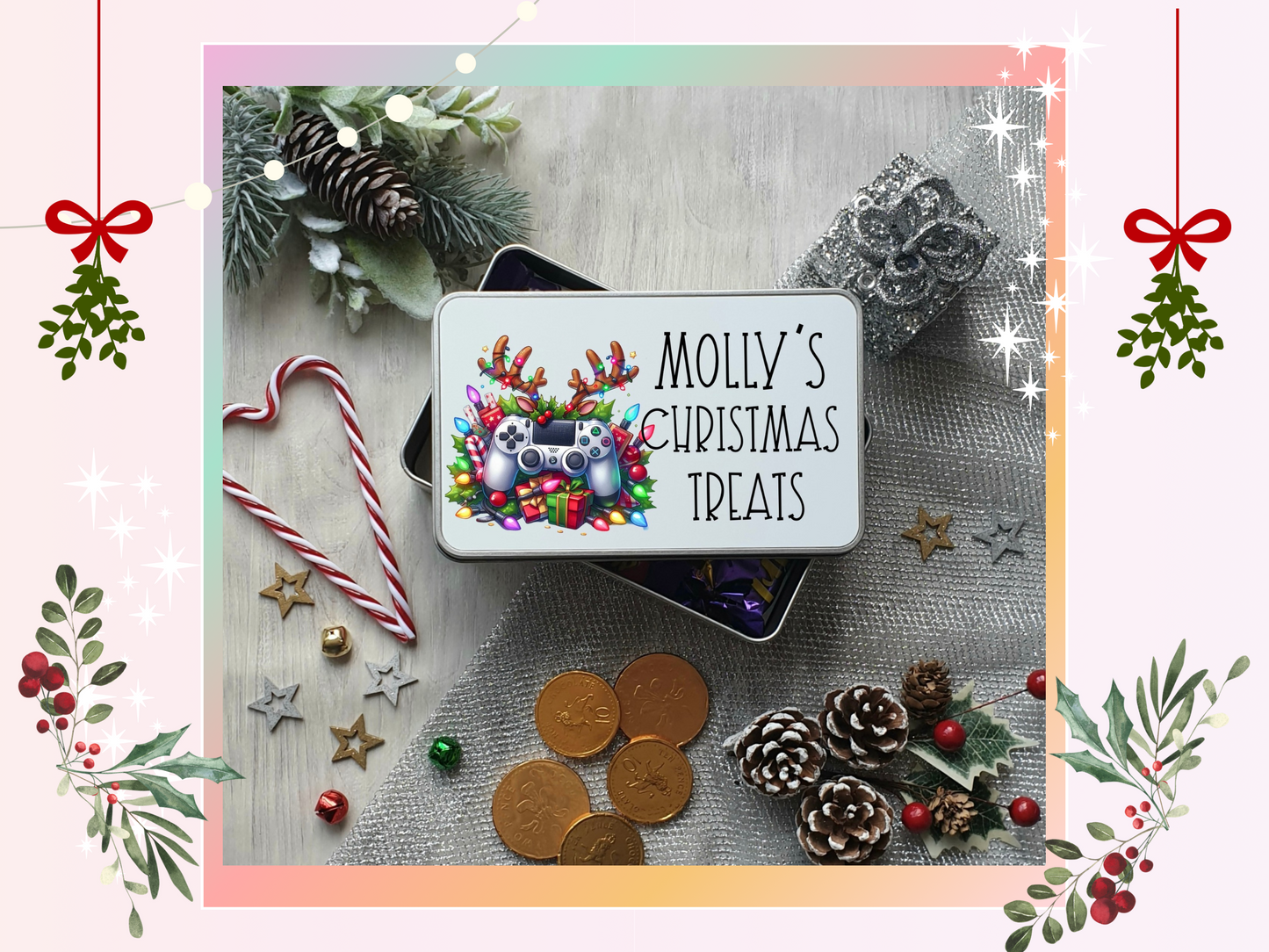 Personalised Gamer Christmas Treat Tin