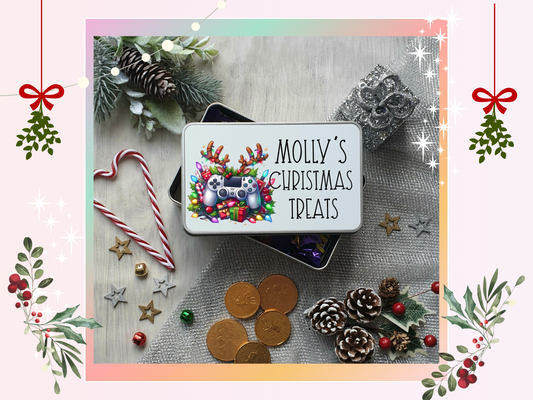 Personalised Gamer Christmas Treat Tin
