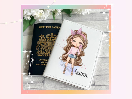 Personalised Pink Fashion Girl Passport Cover
