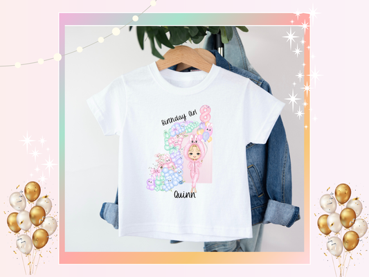 Personalised pink Monster Onesies Birthday Girl Kids T-Shirt